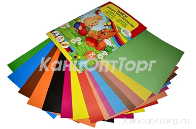 Набор для детского творчества А4, 8 листов картон цветной + 8 листов бумага цветная двухсторонняя, « оптом