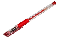 Ручка гелевая с грипом STAFF, КРАСНАЯ, корпус прозрачный, пишущий узел 0,5 мм, линия 0, 35мм, 141824 оптом