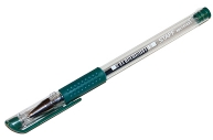 Ручка гелевая с грипом STAFF, ЗЕЛЕНАЯ, корпус прозрачный, пишущий узел 0,5 мм, линия 0, 35мм, 141825 оптом
