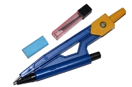 Циркуль пластиковый с механическим карандашом, в ПВХ, с грифелями, МИКС оптом