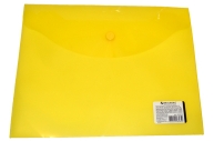 Папка-конверт с кнопкой BRAUBERG А5 240*190мм, прозрачная, желтая, 0, 15мм, 224028 оптом