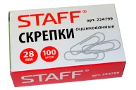 Скрепки STAFF эконом, 28 мм, оцинкованные, 100шт. в карт. коробке, РОССИЯ, оптом