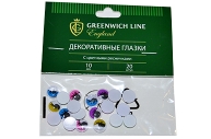 Материал декоративный Greenwich Line "Глазки", с цветными ресничками, 10мм, 20шт. оптом