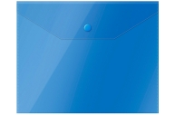 Папка-конверт на кнопке OfficeSpace А5 (190*240мм), 150мкм, полупрозрачная, синяя оптом