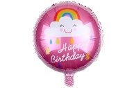 Шар фольгированный 16" "С днём рождения!", радуга в облаках, цвет розовый оптом