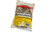 Резинки для денег BRAUBERG цветные, натаральный каучук 100г оптом