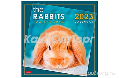 2023 Календарь настенный перекидной 12л/скрепка 300*300 2023¶"Год кролика" HATBER 12Кнп4_27914 оптом