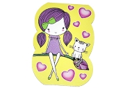 Закладка магнитная "Девочка с котёнком" сердечки  4692474 оптом