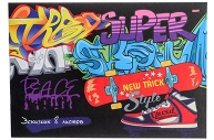 Эскизник А4, 8 листов "Уличные граффити", бумажная обложка, блок офсет оптом