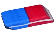 Ластик комбинированный красно-синий скошенный малый 39 х 15 х 6 мм (штрихкод на штуке) оптом