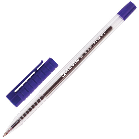 Ручка шариковая BRAUBERG "Flash", СИНЯЯ, корпус прозрачный, узел 0,7 мм, линия письма 0,35 мм, 141031 оптом