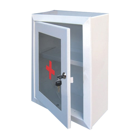 Шкафчик-аптечка металлический, навесной, 1 полка, ключевой замок, стекло, 330x280x140 мм оптом