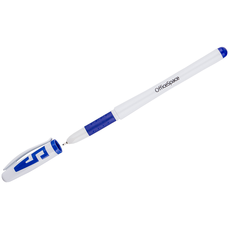 Ручка гелевая OfficeSpace синяя, 0,6мм, грип, игол оптом