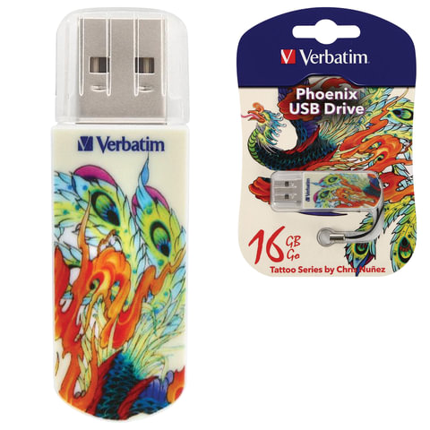 - 16 GB, VERBATIM Mini Tattoo Edition Phoenix, USB 2.0,   , 49887 