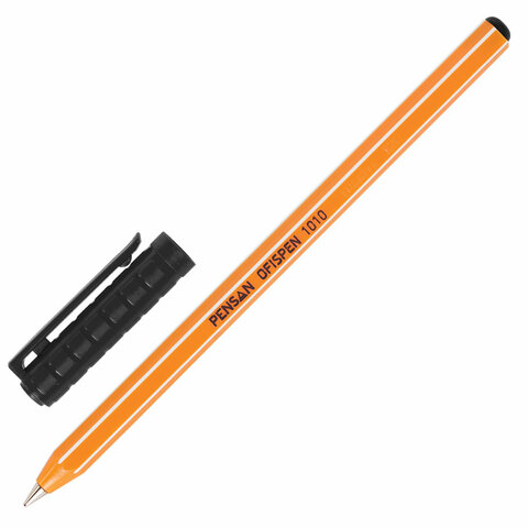 Ручка шариковая масляная PENSAN "Officepen 1010", ЧЕРНАЯ, корпус оранжевый, узел 1 мм, линия письма 0,8 мм, 1010/60 оптом