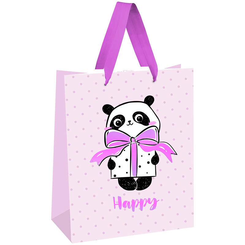 Пакет подарочный 26*32*12см MESHU "PandaGift_Pink" оптом