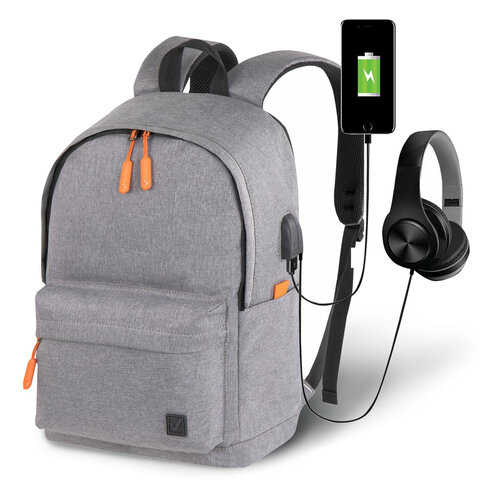 Рюкзак BRAUBERG URBAN универсальный с отделением для ноутбука, USB-порт, "Energy", серый, 44х31х14 см, 270806 оптом