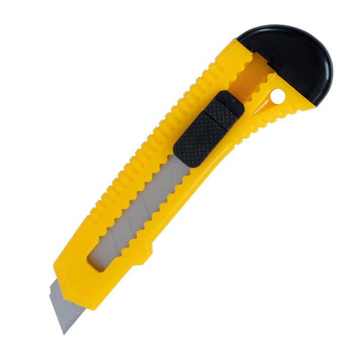 Нож канцелярский INFORMAT 18 мм, с механической фиксацией, желтый оптом