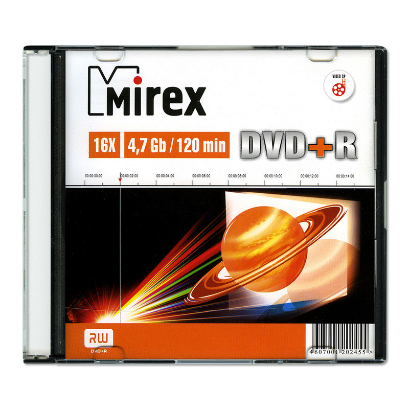 Носители информации DVD+R, 16x, Mirex, Slim/1, UL130013A1S оптом