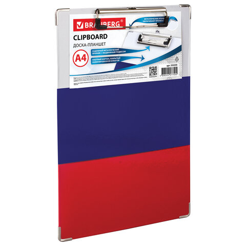 Доска-планшет BRAUBERG "Flag" с прижимом А4 (226х315 мм), российский флаг, картон/ламинированная бумага, 232235 оптом