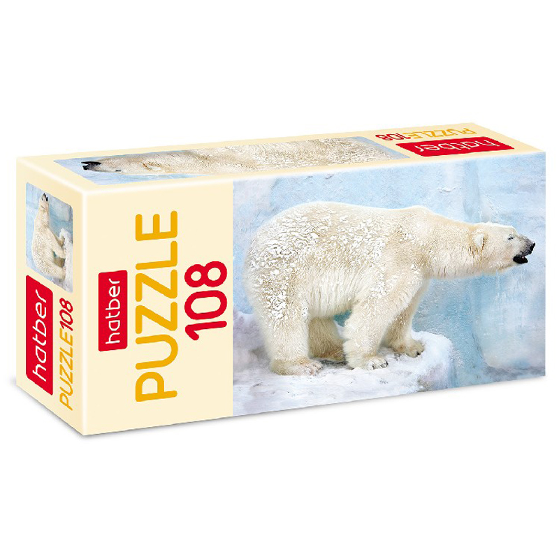 Пазл  108 эл. mini Hatber "Белый медведь" оптом
