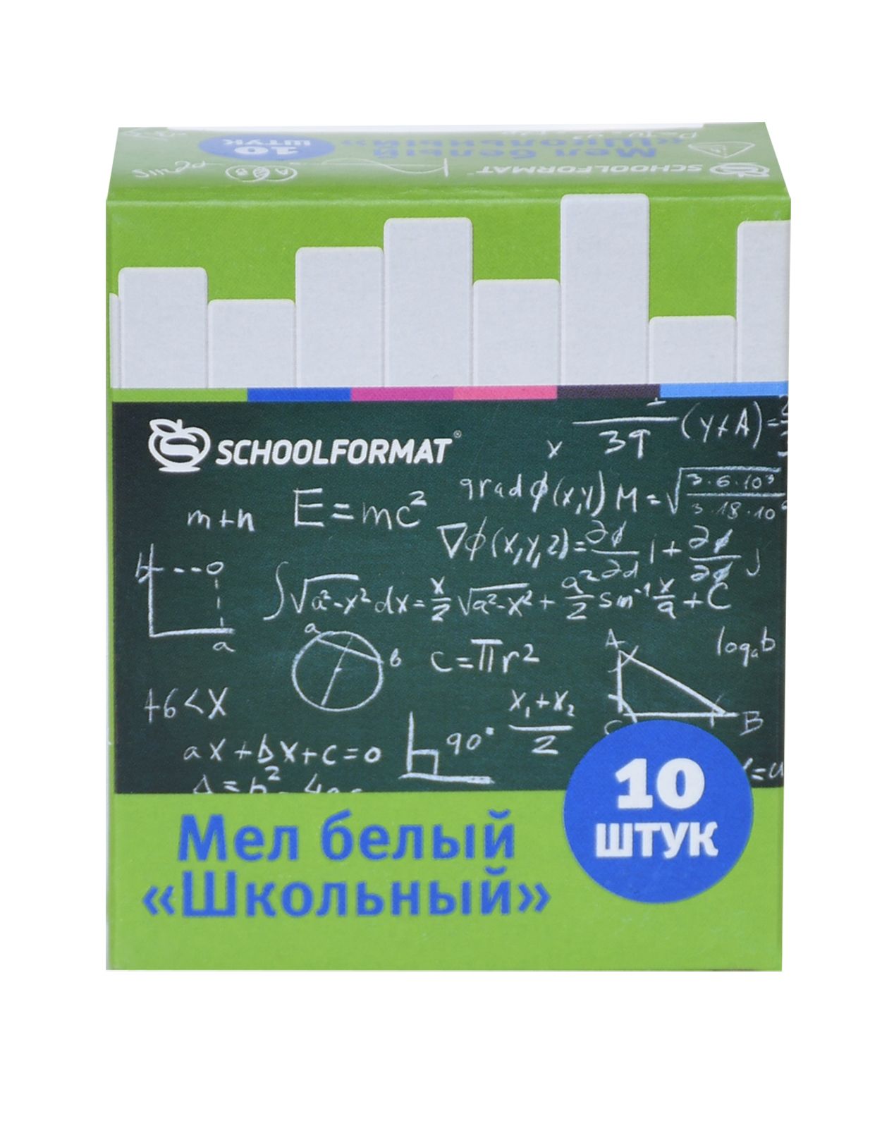 Мелки белые школьные Schoolformat 10 шт., картонная упаковка оптом