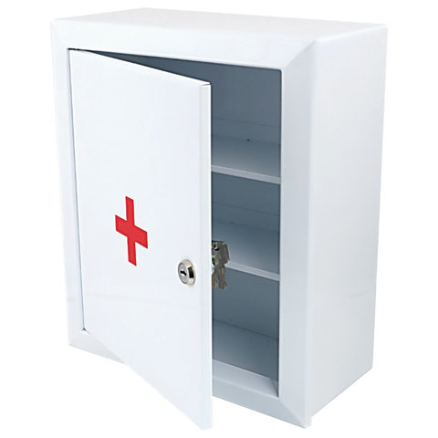 Шкафчик-аптечка металлический "Призма", навесной, 2 полки, ключевой замок, 330x280x140 мм оптом