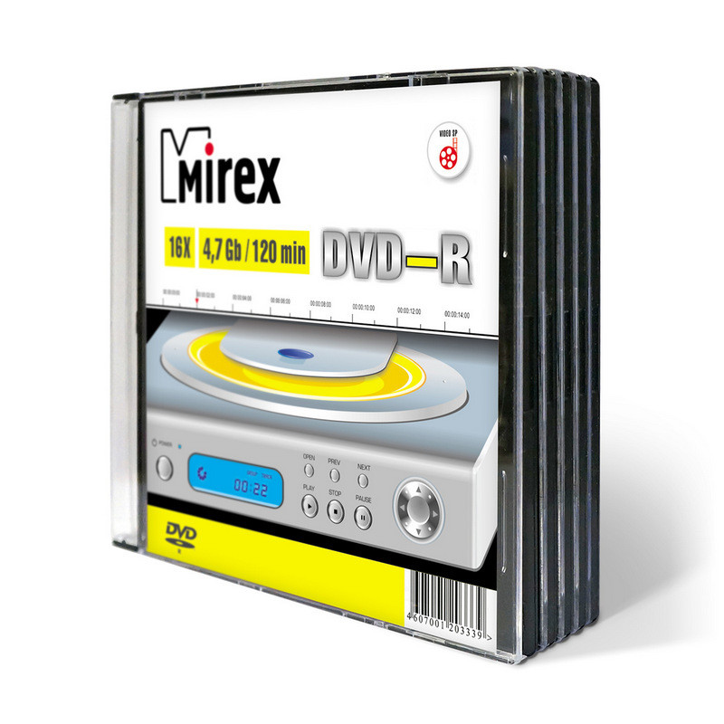   DVD-R, 16x, Mirex, Slim/5, UL130003A1F 