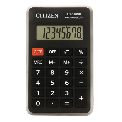 Калькулятор карманный CITIZEN LC310NR (114х69 мм), 8 разрядов, питание от батарейки, LC-310NR оптом