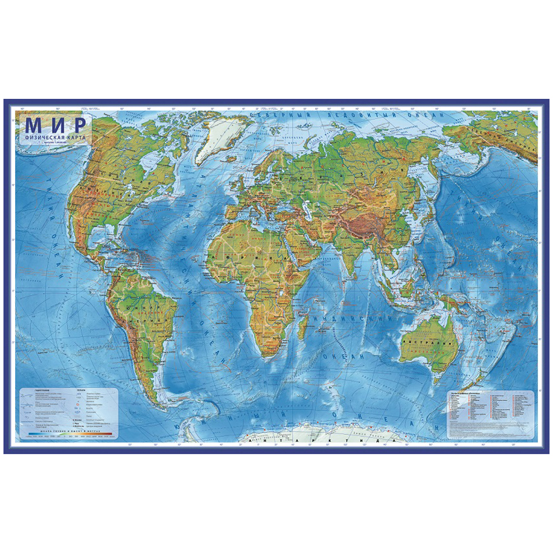 Карта "Мир" физическая Globen, 1:25млн., 1200*780м оптом