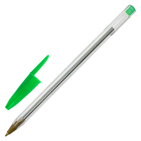 Ручка шариковая STAFF "Basic Budget BP-04", ЗЕЛЕНАЯ, линия письма 0,5 мм, с штрихкодом, 143871 оптом