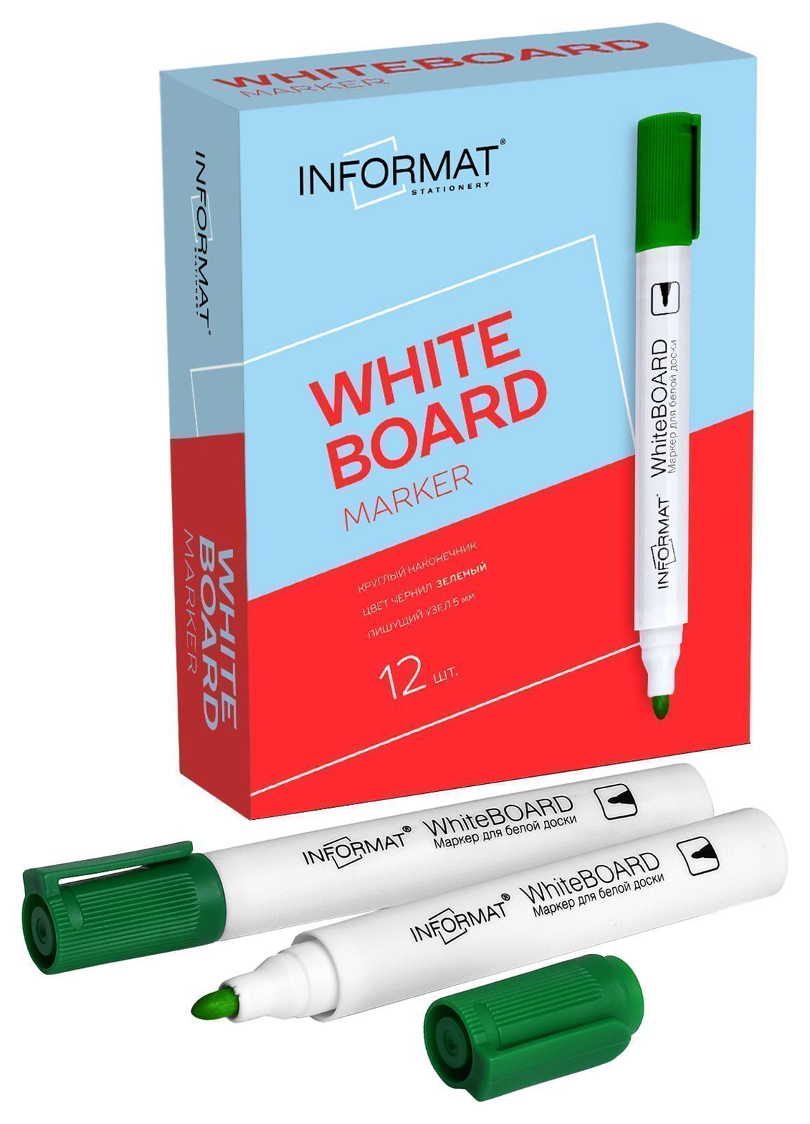 Маркер для досок INFORMAT Whiteboard 5 мм зеленый круглый оптом