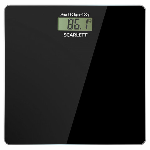 Весы напольные SCARLETT SC-BS33E036, электронные, вес до 180 кг, квадратные, стекло, черные оптом