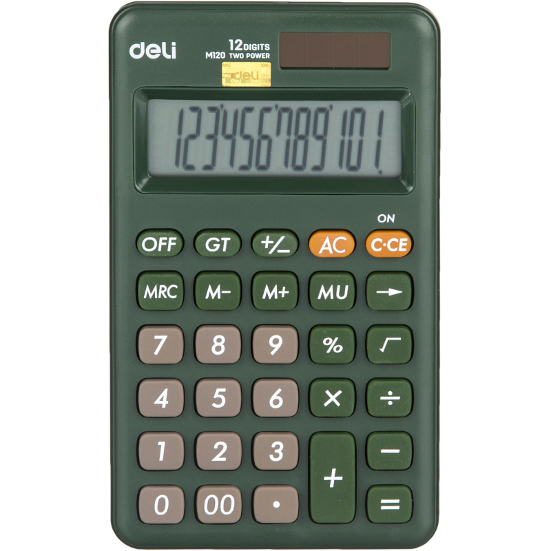 Калькулятор настольн.КОМПАКТ. Deli EM120,12р, дв. питание, 118x70мм,зеленый оптом