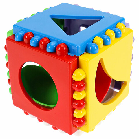 Логический куб "Мини" пластиковый, ширина 8х8 см, 6 стенок, 6 форм, РЫЖИЙ КОТ, И-3928 оптом