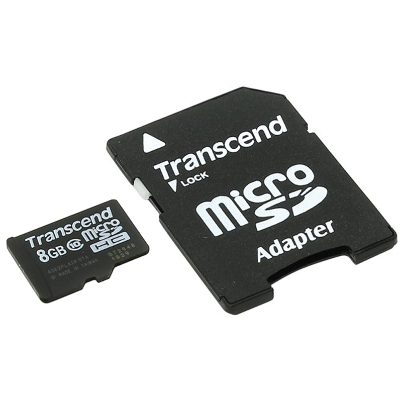  Transcend MicroSDHC  8Gb, Class 10,   20/ (  SD) 