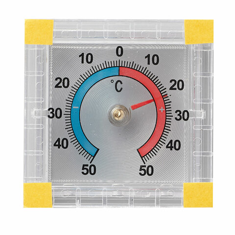 Термометр оконный биметаллический, крепление на липучку, диапазон от -50 до +50`C, ПТЗ, ТББ оптом