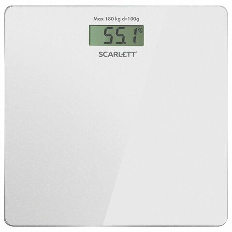 Весы напольные SCARLETT SC-BS33E107, электронные, вес до 180 кг, квадратные, стекло, белые оптом