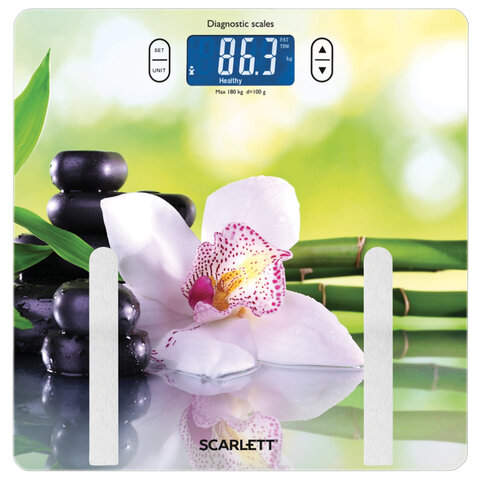 Весы напольные SCARLETT SC-BS33ED10, электронные, вес до 180 кг, квадрат, стекло, с рисунком оптом