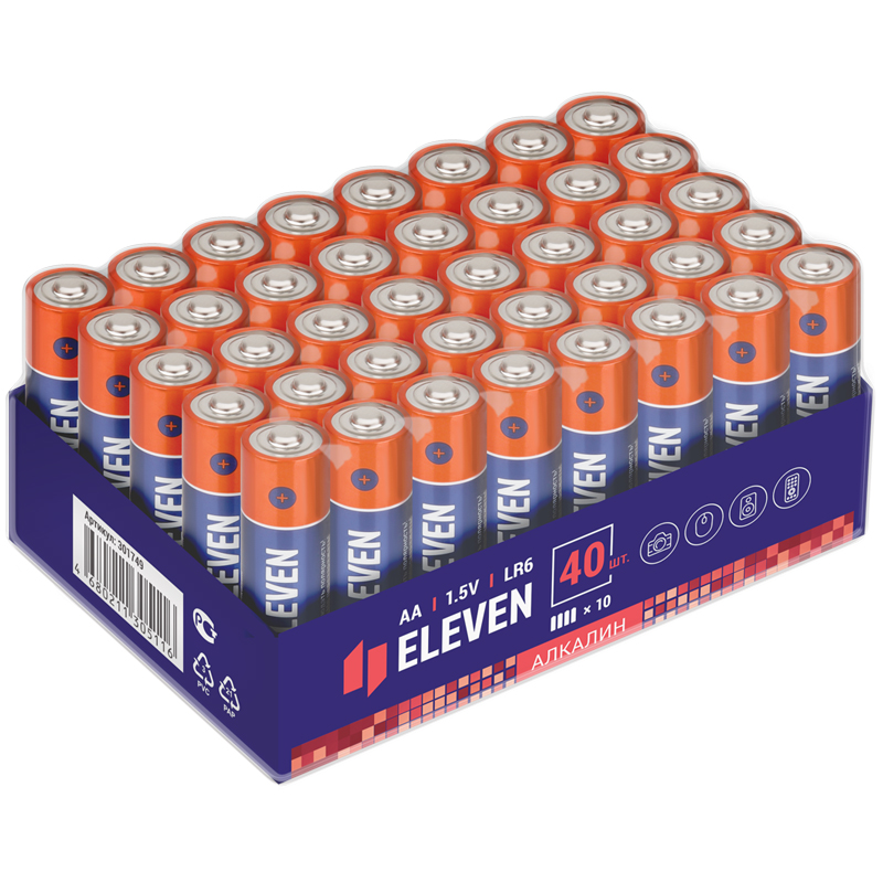 Батарейка Eleven AA (LR6) алкалиновая, OS40 оптом