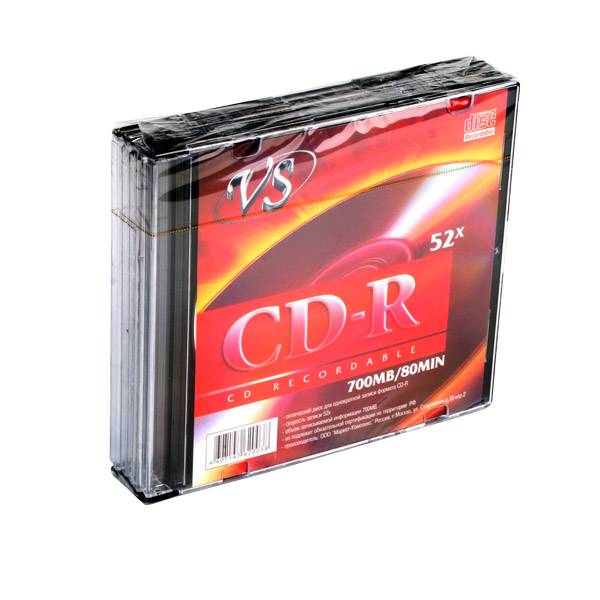 Диск CD-R VS 700 Мб 52х slim/5 оптом