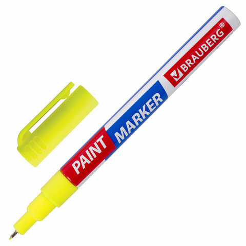 Маркер-краска лаковый EXTRA (paint marker) 1 мм, ЖЕЛТЫЙ, УСИЛЕННАЯ НИТРО-ОСНОВА, BRAUBERG, 151962 оптом