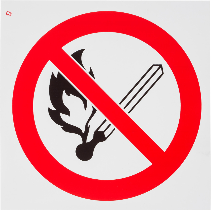 Знак безопасности P02 Запр.польз.откр.огнем и курить(плёнка,200х200) оптом