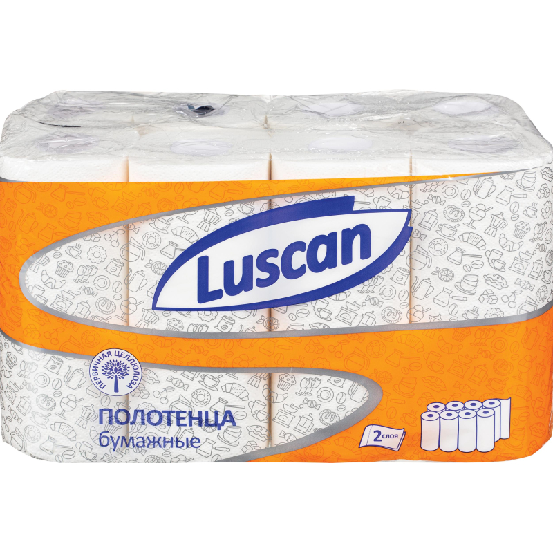 Полотенца бумажные LUSCAN 2-сл.,с тиснением, 8рул./уп оптом