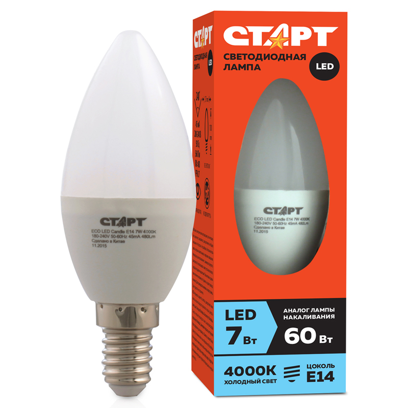 Лампа светодиодная Старт LED, серия "ЭКО" 7W40, ти оптом