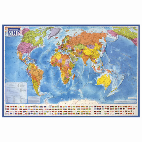 Карта мира политическая 101х70 см, 1:32М, с ламинацией, интерактивная, европодвес, BRAUBERG, 112381 оптом