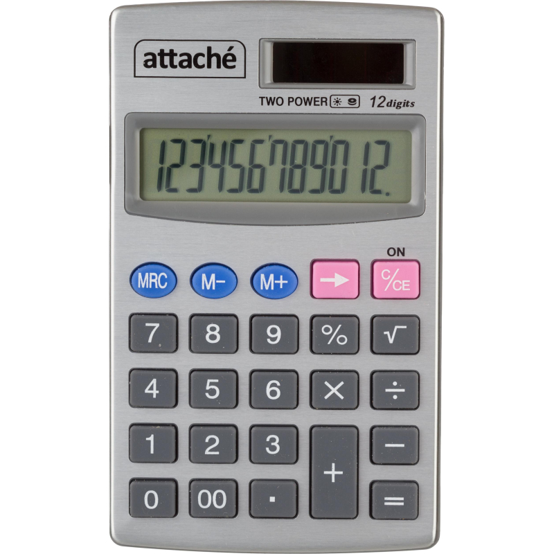 Калькулятор карманный Attache ATC-333-12P 12-ти разрядный серебристый оптом