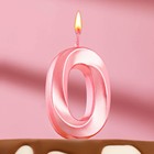 Свеча в торт на шпажке «Грань», цифра "0", 5 х 3.5 см, розовая оптом