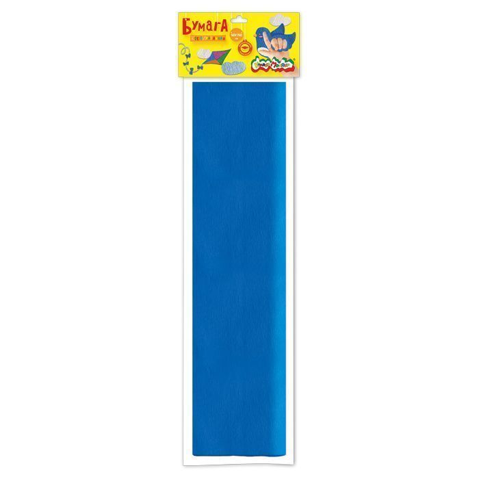 Бумага цветная Каляка-Маляка крепированная, 50х250 см, 32 г/м2, синяя, в пакете с европодвесом оптом