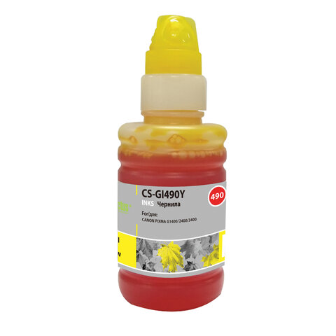 Чернила CACTUS (CS-GI490Y) для СНПЧ CANON Pixma G1400/G2400/G3400, желтые, 0,1 л оптом